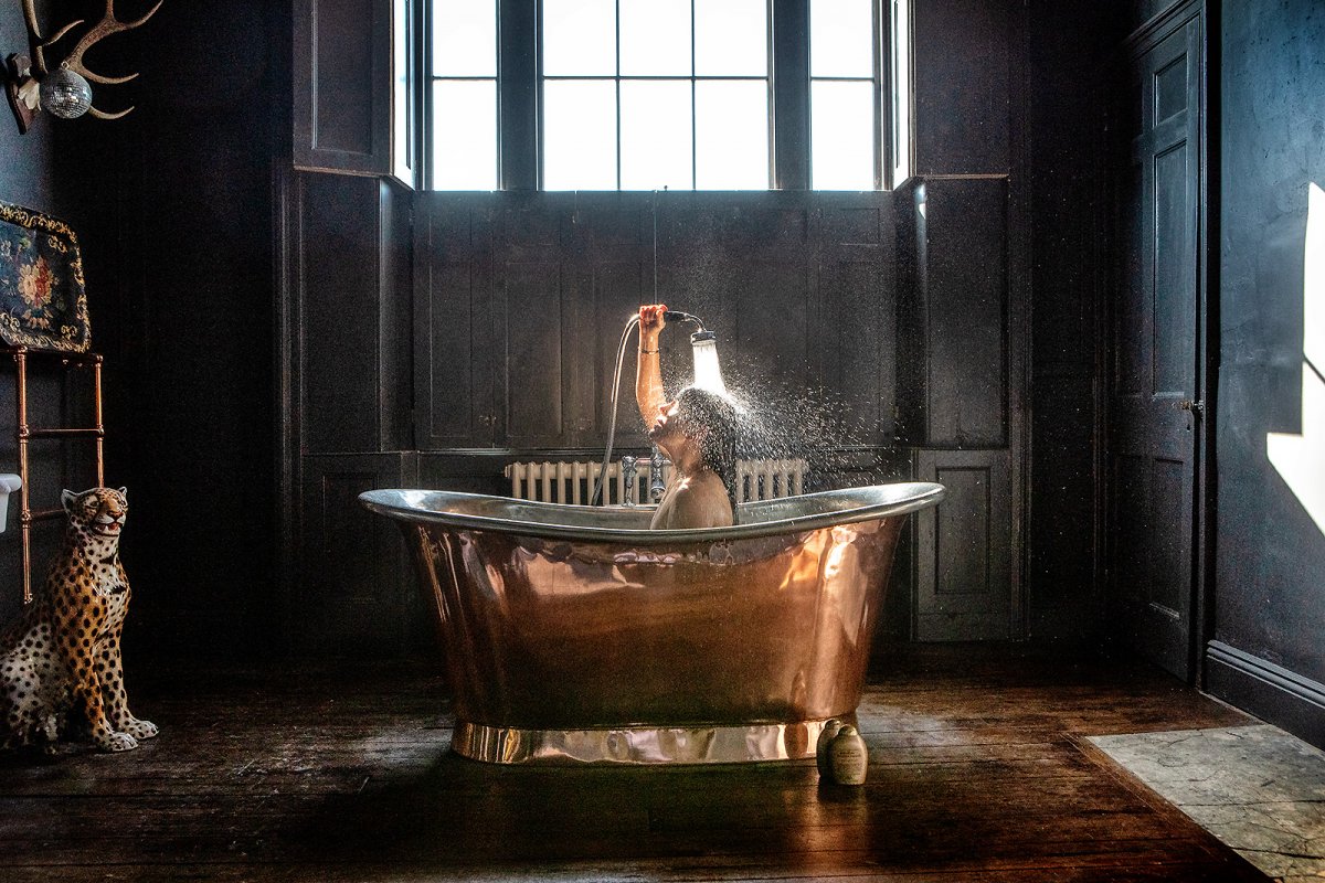 lucy having a bath