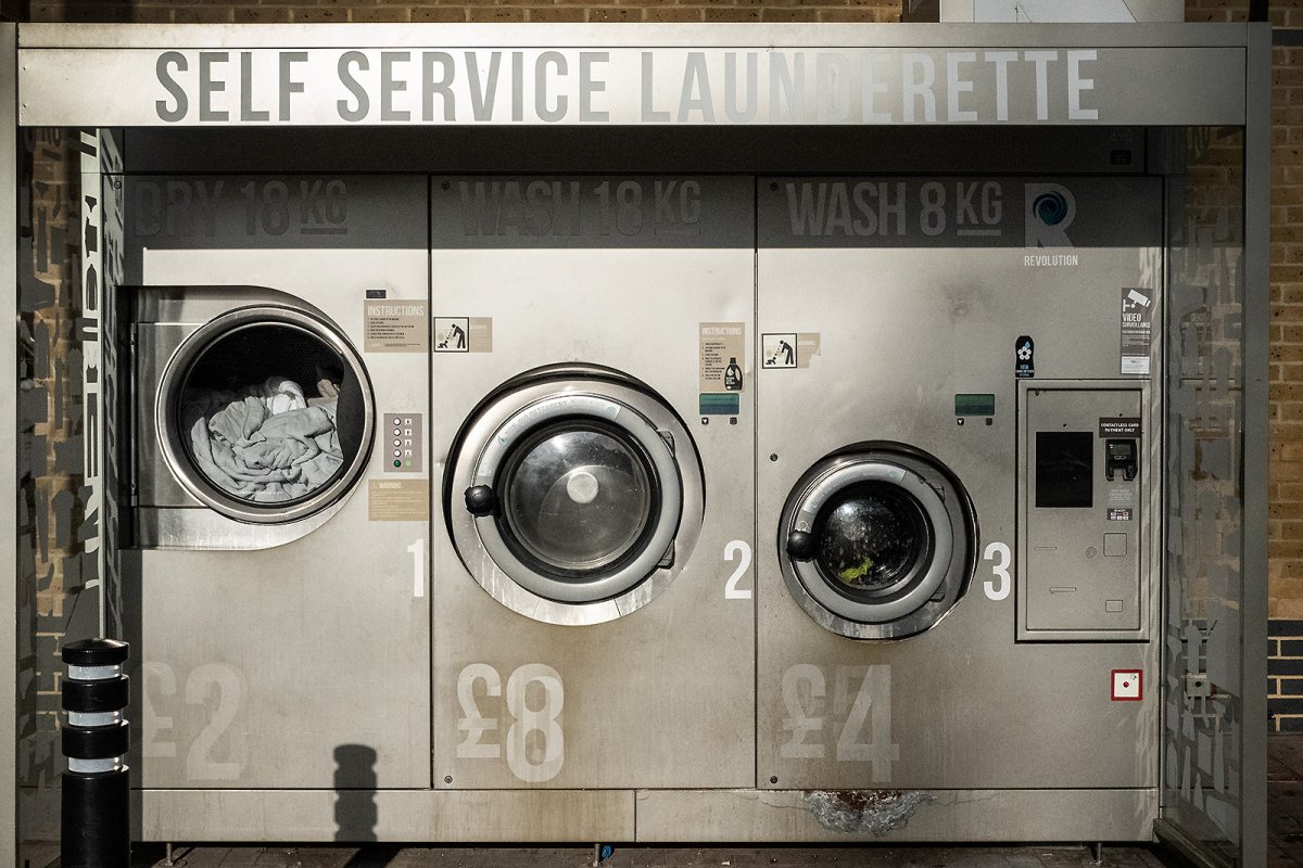 a self service laundrette 3 way