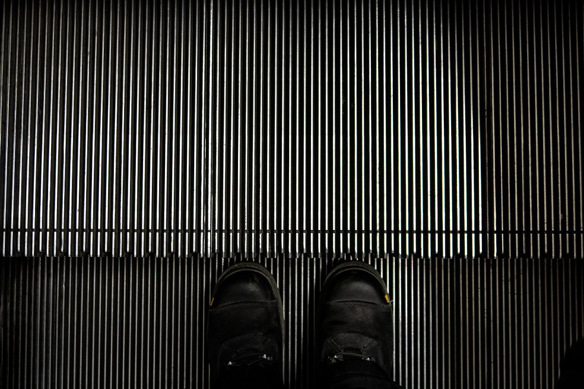 on the up escalator